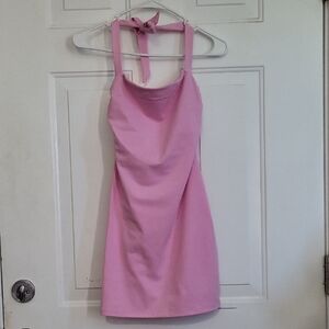 Halter Tie Mini Dress in Soft Pink